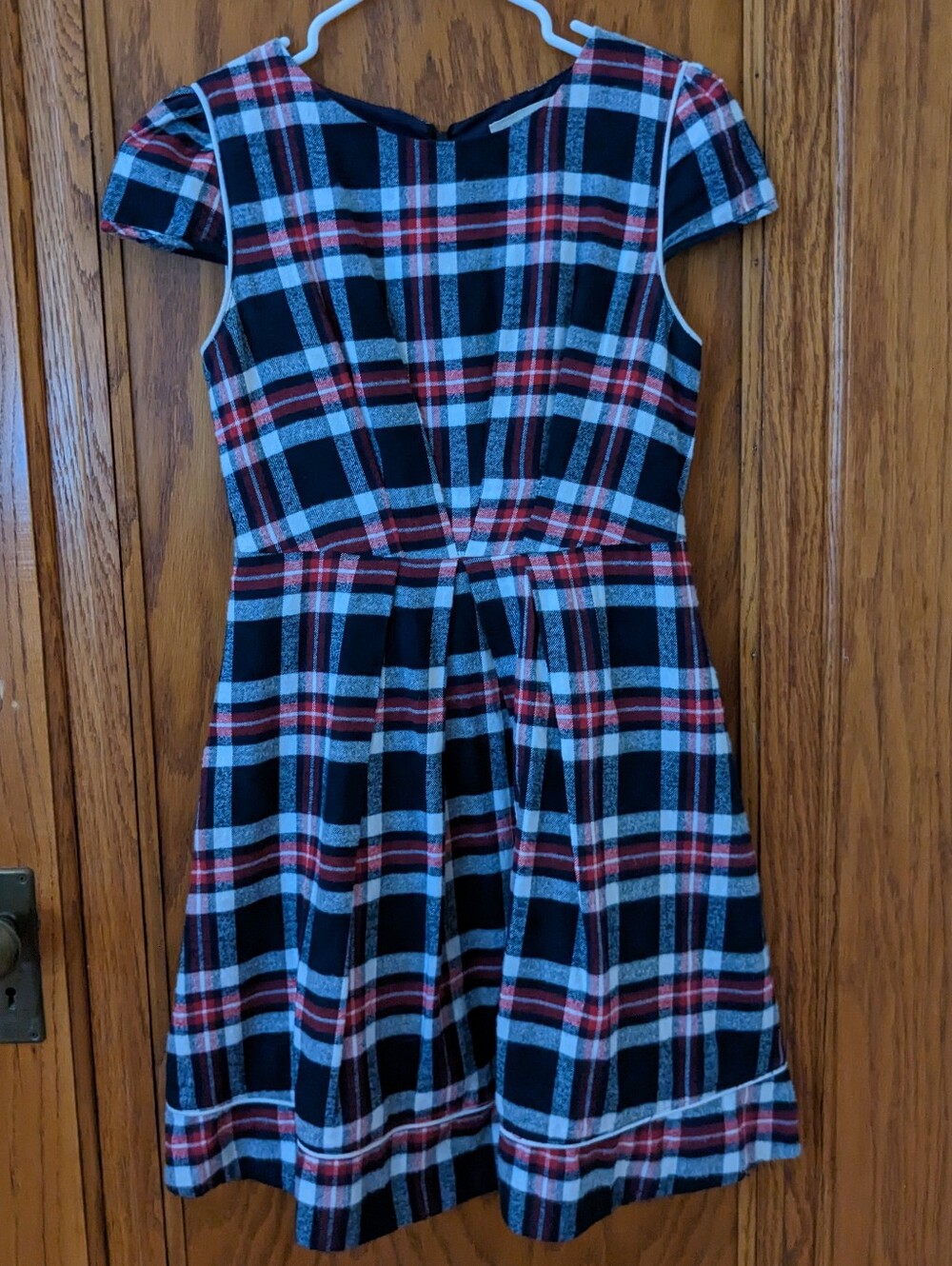 Girls Blue and Red Plaid Fit-and-Flare Dress